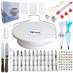 Buy AJ GEAR Complete Cake Decorating Supplies & Baking Supplies Baking Kit  with 2 Piping Bags and 55 Tips, Frosting Bags and Tips with Turntable Cupcake  Decorating Kit, 213pcs Online at Low